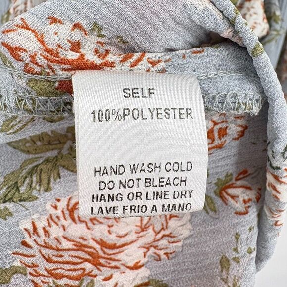 Altar'd State Blue Floral Long Balloon Sleeve Top, Sz Small, Boho Shabby Chic - Picture 5 of 11